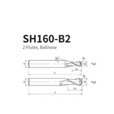 G-SH160-B2 2 Flutes, Ballnose - Big-tools Industrial Supply Tools for Metal Cutting